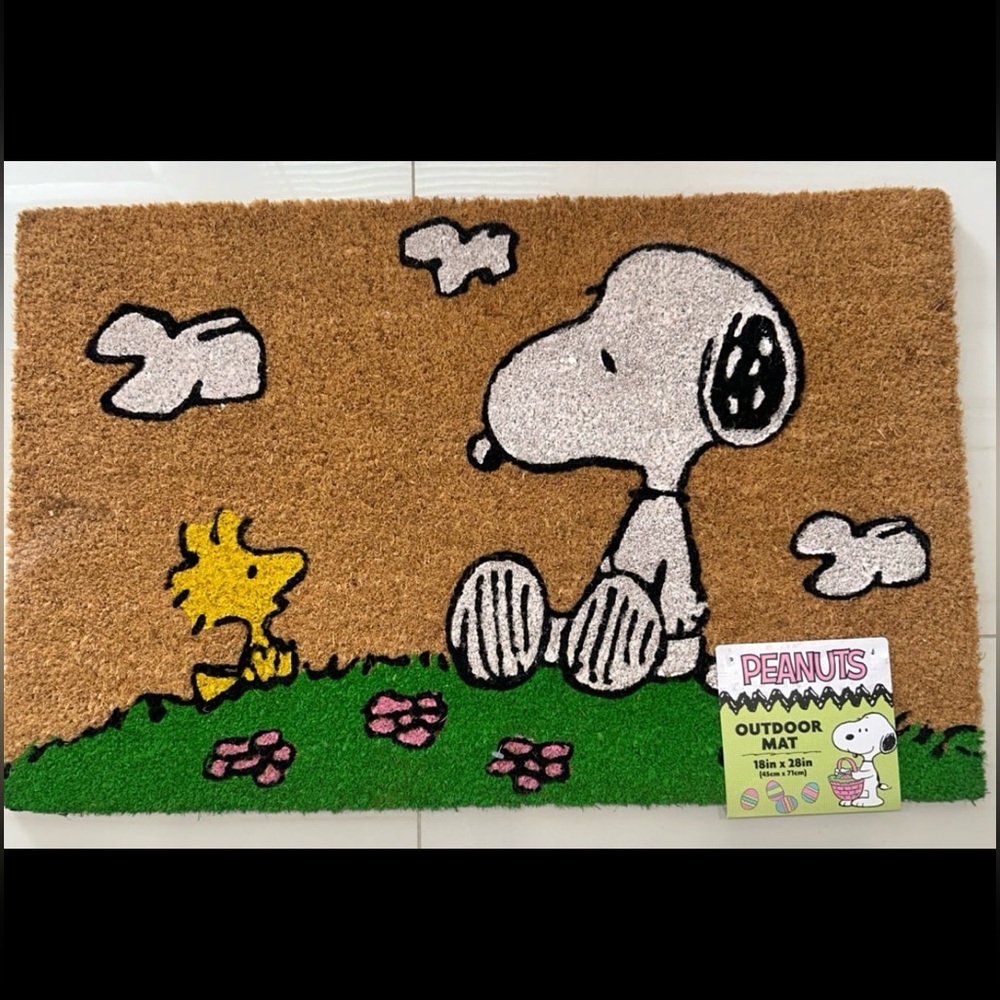 Peanuts Snoopy and Woodstock Brown Outdoor Mat